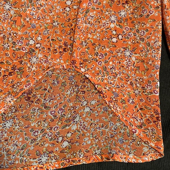 Free People Lela blouse retro inspired floral print orange background - Picture 16 of 16